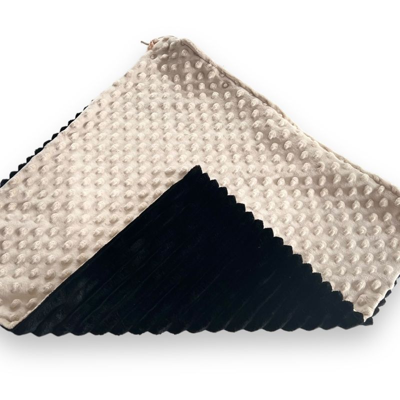 Deko-Kissenbezug 50x50 // Minky Dots Beige mit Streifenplüsch Schwarz // Sofortkauf