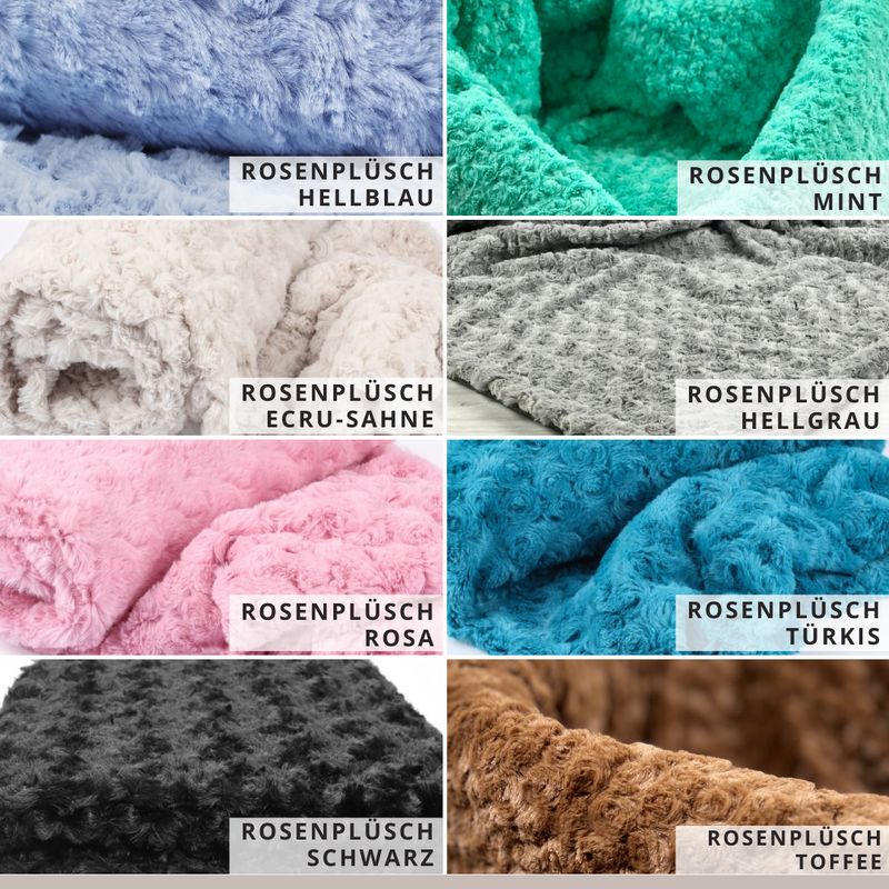 ROSENPLÜSCH // verschiedene Farben // Meterware à 0,5 Meter pro Stück