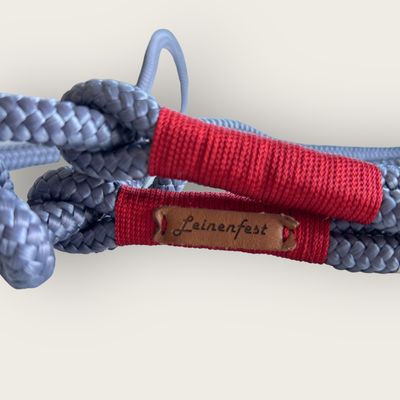 TRAGEGURT VON LEINENFEST // Tau Grau mit Takelung in Rot // ca. 2 Meter inkl. Schlaufen, für kleine Büddel &amp; Matten // Zusatznutzen: als Retrieverleine nutzbar // SOFORTKAUF