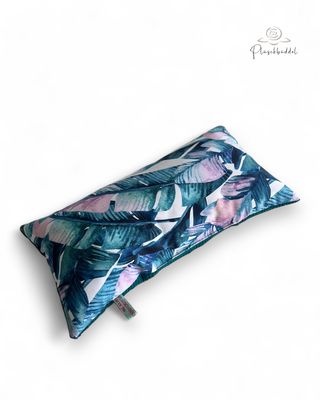 MINI-KISSEN // ca. 20x40 cm // Strandkissen aus Softshell Aquarellpalmen mit Cord Petrol // SOFORTKAUF