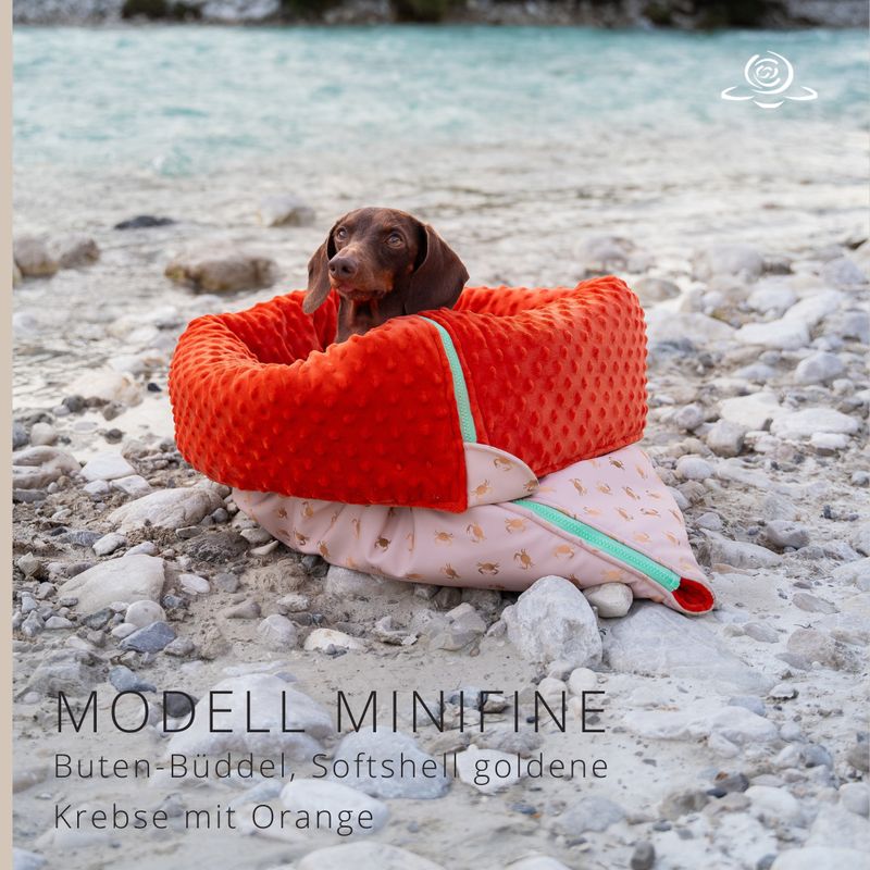 MODELL MINIFINE  // Softshell Goldene Krabben + Orange + optional mit Reißverschluss