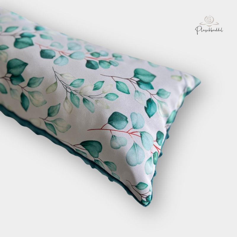 MINI-KISSEN // ca. 20x40 cm // Strandkissen aus Softshell Eukalyptus mit Minky Dots Altgrün // SOFORTKAUF