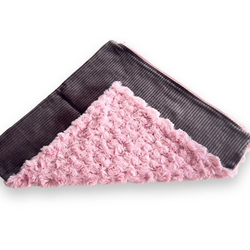 Deko-Kissenbezug 40x40 // Cord Taupegrau mit Rosenplüsch Rosa // Sofortkauf