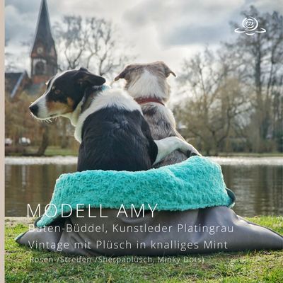 MODELL AMY // Kunstleder Platingrau Vintage + Knalliges Mint + optional mit Reißverschluss