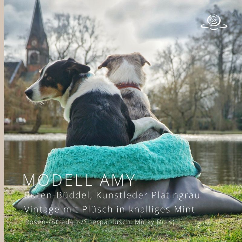 MODELL AMY // Kunstleder Platingrau Vintage + Knalliges Mint + optional mit Reißverschluss