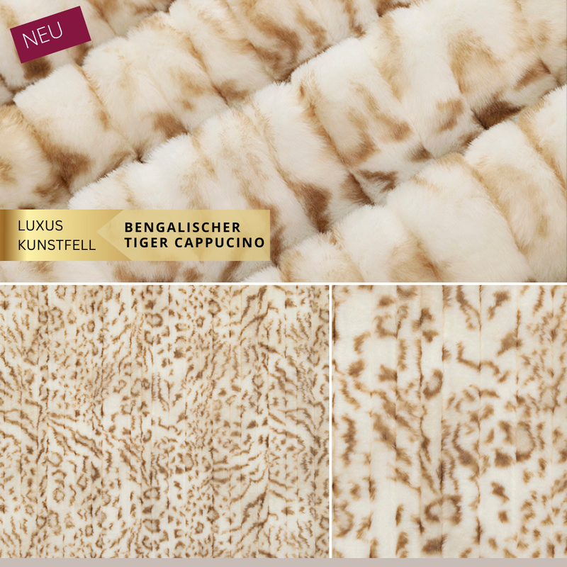 Kunstfell Bengalischer Tiger von Shannon Fabrics // Farbe PECAN oder CAPPUCCINO // Meterware à 0,5 Meter pro Stück