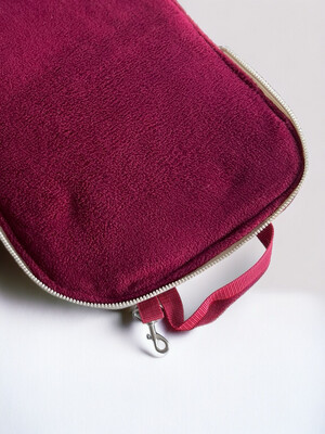 POPOPOFA // Sitzfläche ca. 27x50 cm // Kunstleder Büffel Beigegreige mit Fleece Bordeaux / Sitzkissen to go