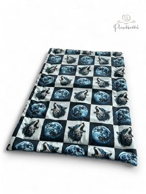 Gefütterte SOFAPOFA LUXUS OUTDOOR // ca. 65x95 cm // Softshell Special Blauer Wolf mit Mink Dots Königsblau // SOFORTKAUF