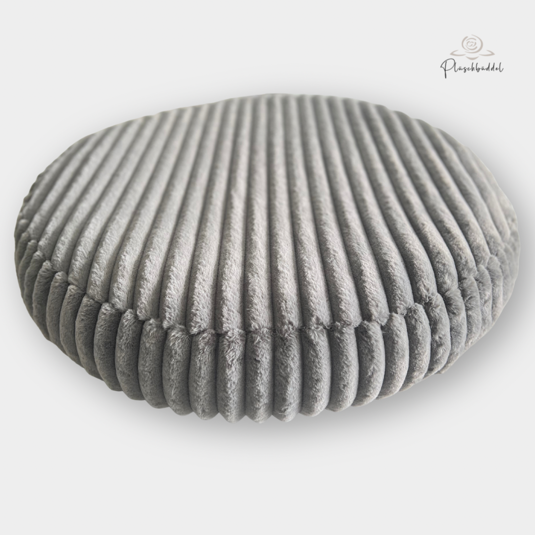 Flocke Ersatzbezug  PREMIUM // 90er Durchmesser // Kunstfell Dicke Streifen Graphit // Spannbezug SOFORTKAUF