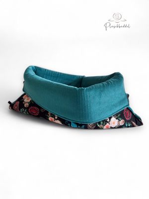 HUNDESCHLFASACK OUTDOOR &amp; INDOOR LUXUS // Grösse S ca. 60x45 cm // Softshell Special Westernstier + Cord Petrol + Reißverschluss Jadegrün // SOFORTKAUF