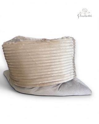 HUNDESCHLAFSACK INDOOR CLASSIC // Cord Beige mit Streifenplüsch Beige // Quadrat ca. 70x70 cm für kleinere Hunde // versandfertig auf Lager