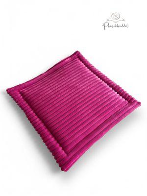 KLEINE MATTE SITZKISSEN PREMIUM // ca.  51 x 51 cm  // Softshell Rosapinke Blümchen mit Streifenplüsch Pink