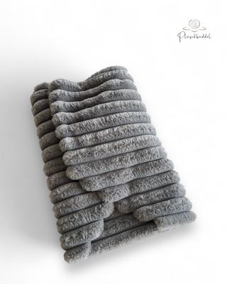 WECHSEL-INLET SOFORTKAUF // Grösse Quadrat //  Kunstfell Rippen Graphitmarmor // OHNE Büddelbag, Henkel, Deko etc.