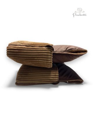 PLÜSCHBÜDDEL OUTDOOR PREMIUM // Größe XL ca. 145x95 cm geschlossen // Kunstleder Vintage Mahagoni + Streifenplüsch Toffee + Reissverschlulss Braun // HOHE VARIANTE SOFORTKAUF