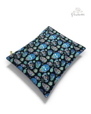 SITZKISSEN KLEINE MATTE PREMIUM // ca. 35x45 cm // Softshell Totenköfe Neon mit Minky Dots Heide SITZKISSEN KLEINE MATTE PREMIUM // ca. 35x45 cm // Softshell Totenköfe Neon mit Minky Dots Heide