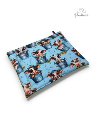 SITZKISSEN KLEINE MATTE LUXUS // ca. 35x45 cm  // Softshell Special Moo im Eimer mit Fleece Lindgrün