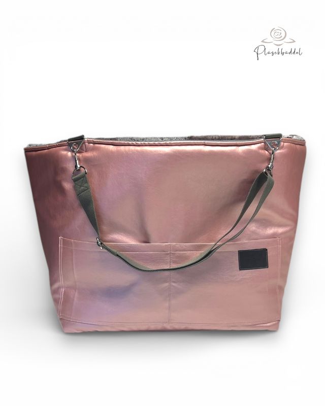 BÜDDELBAG SOFORTKAUF PREMIUM // Grösse M // Kunstleder Metallic Rosé mit Wechsel-Inlet Mountainfox Braunbeige mit Tragegurt Grau // Typ B BÜDDELBAG SOFORTKAUF PREMIUM // Grösse M // Kunstleder Metallic Rosé mit Wechsel-Inlet Mountainfox Braunbeige mit Tragegurt Grau // Typ B