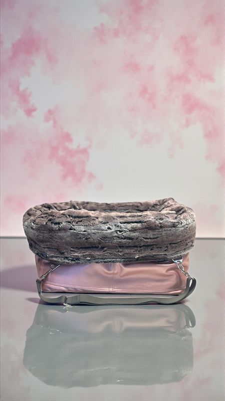 BÜDDELBAG SOFORTKAUF PREMIUM //  Grösse M // Kunstleder Metallic Rosé mit Wechsel-Inlet Mountainfox Braunbeige mit Tragegurt Grau // Typ B