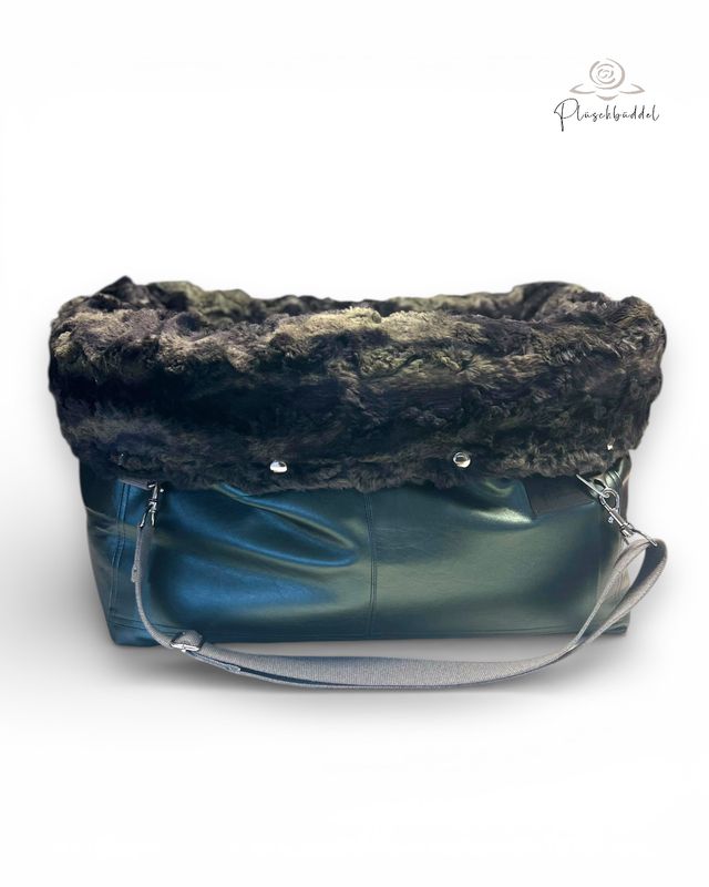 BÜDDELBAG SOFORTKAUF PREMIUM // Grösse M // Kunstleder Metallic Green mit Wechsel-Inlet Wildrabbit Krokodil mit Tragegurt Graumelange // Typ B BÜDDELBAG SOFORTKAUF PREMIUM // Grösse M // Kunstleder Metallic Green mit Wechsel-Inlet Wildrabbit Krokodil mit Tragegurt Graumelange // Typ B