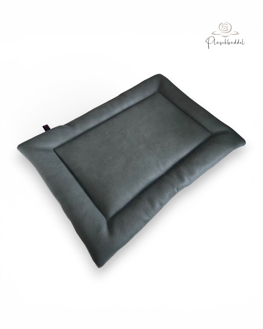 SITZKISSEN KLEINE MATTE // ca. 35x45 cm  // Kunstleder Büffel Basaltgrau mit Cord Grau