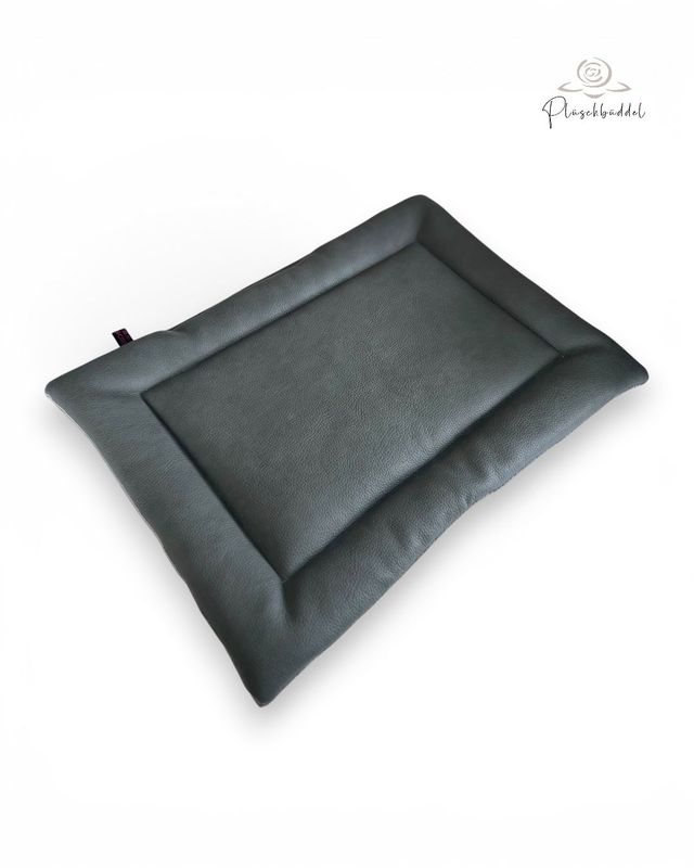 SITZKISSEN KLEINE MATTE // ca. 35x45 cm  // Kunstleder Büffel Basaltgrau mit Cord Grau