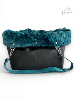 BÜDDELBAG SOFORTKAUF PREMIUM // Grösse S // Kunstleder Dunkelgrau Vintage mit Wechsel-Inlet Galaxy Lagune mit Tragegurt in Türkis // TYP B BÜDDELBAG SOFORTKAUF PREMIUM // Grösse S // Kunstleder Dunkelgrau Vintage mit Wechsel-Inlet Galaxy Lagune mit Tragegurt in Türkis // TYP B