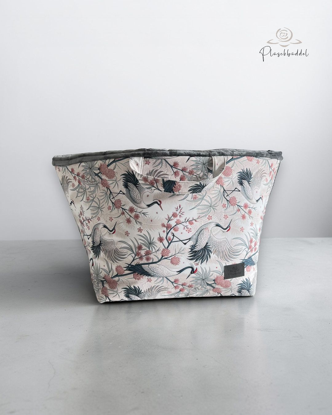 HOMYBAG PREMIUM SOFORTKAUF // Grösse M // Softshell Japanese Garden mit Streifenplüsch Graphit 
