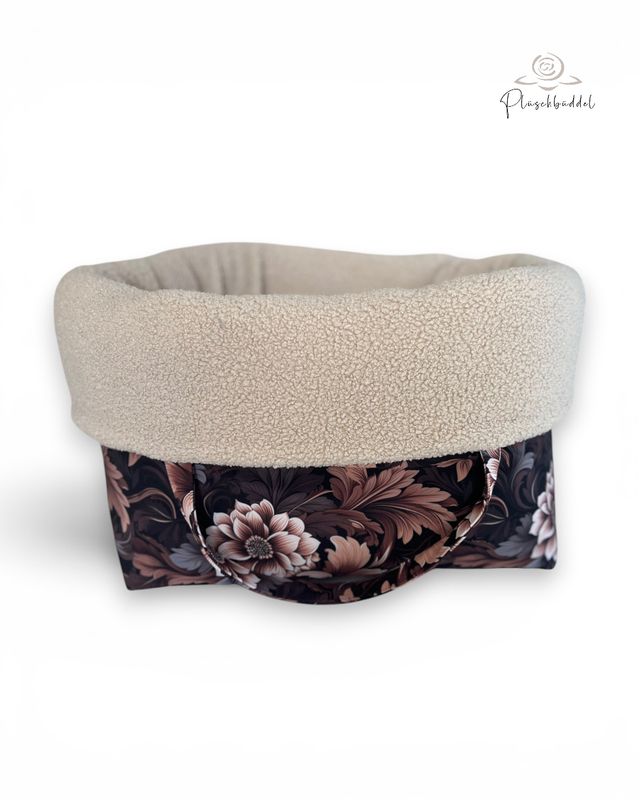 HOMYBAG PREMIUM SOFORTKAUF // Grösse Quadrat // Softshell Mokkablume mit Teddy Beige/Sand