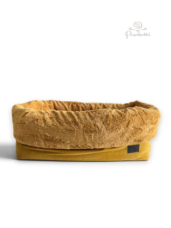HOMYBAG PREMIUM SOFORTKAUF // Grösse L // Cord Okker mit Kunstfell Hide Golden