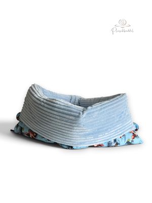 HUNDESCHLAFSACK OUTDOOR &amp; INDOOR LUXUS  Softshell Special Moo im Eimer mit Streifenplüsch Hellblau + Reißverschluss Marine // Größe M ca. 95x65 cm //