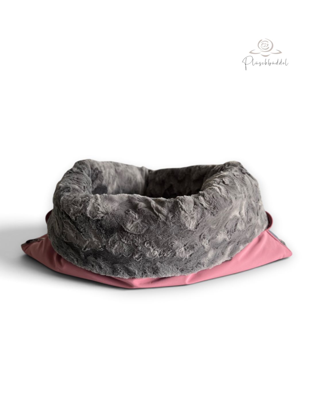 HUNDESCHLAFSACK OUTDOOR &amp; INDOOR CLASSIC // Softshell Altrosa mit Welle Graphit + Reißverschluss Graphit// Größe 95x70 cm