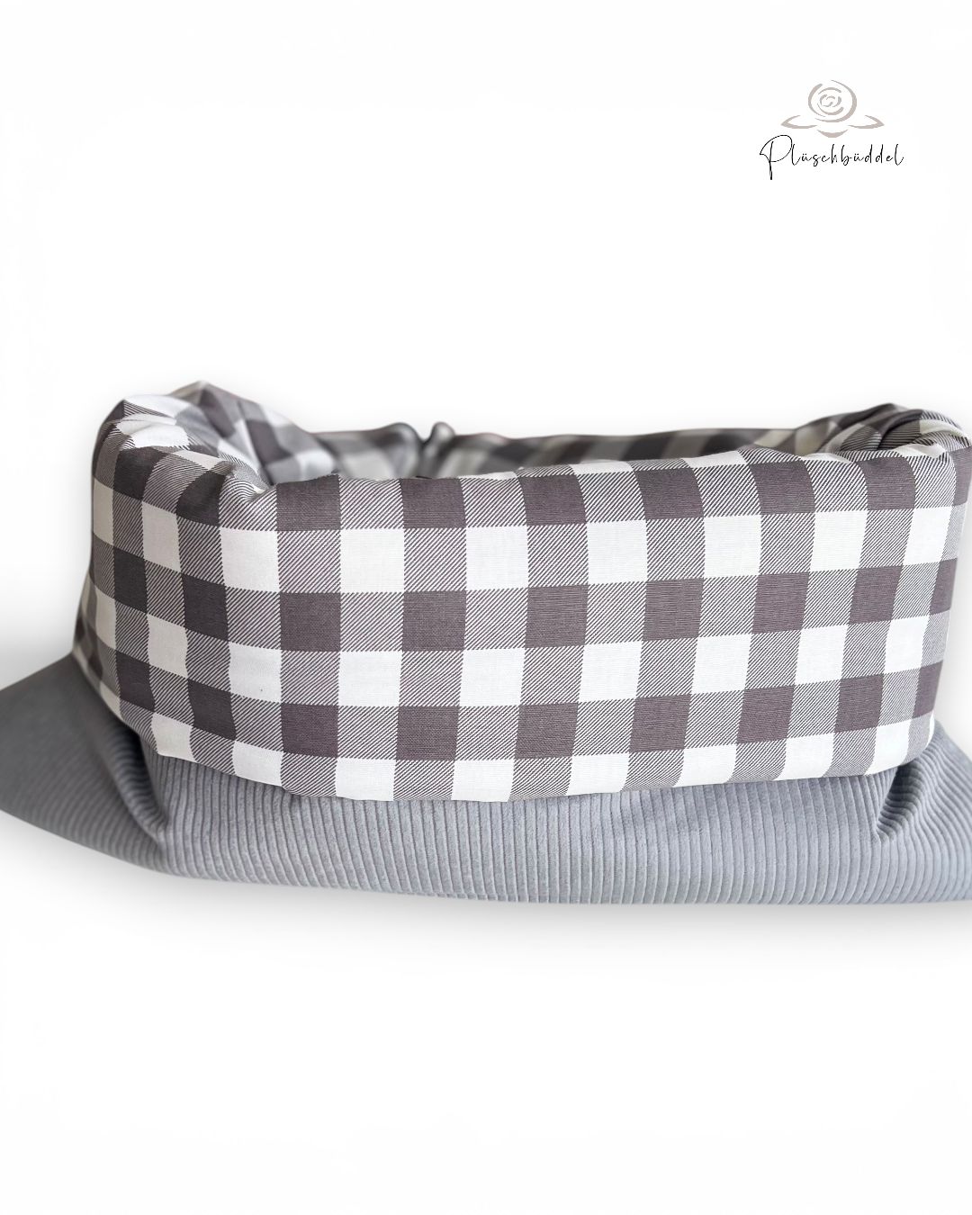 HUNDESCHLAFSACK INDOOR CLASSIC // Cord Grau mit Canvas (Baumwolle) Karo grau // Grösse M ca. 95x65 cm
