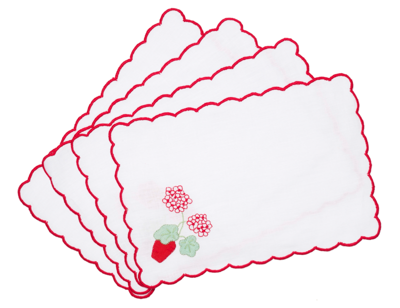 Geranium Flower Pot Cocktail Napkins - set of six