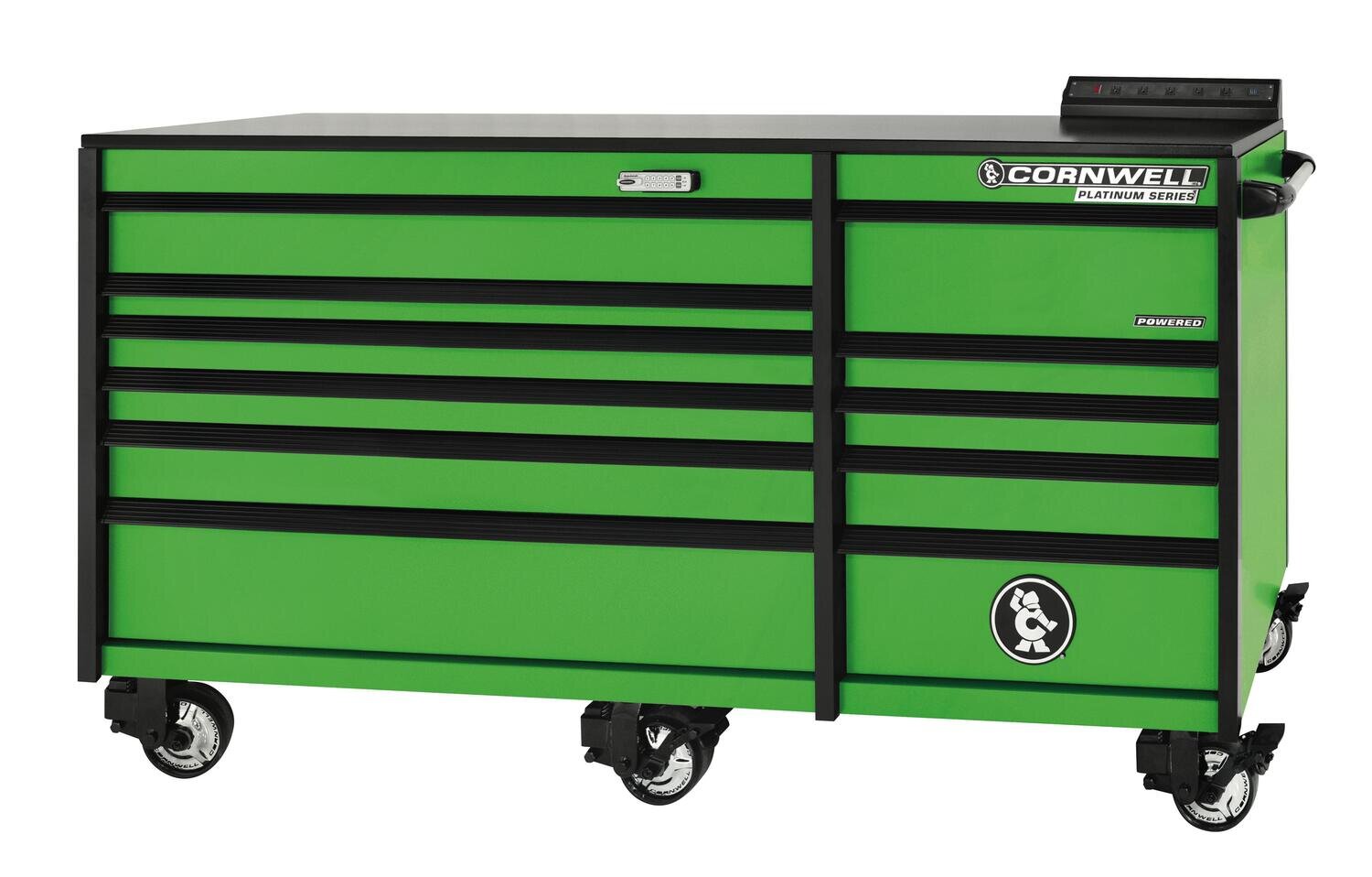 CTSPLR8411KG - PLATINUM™ 84” 11 Drawer Double Bank Cabinet, Neon Green