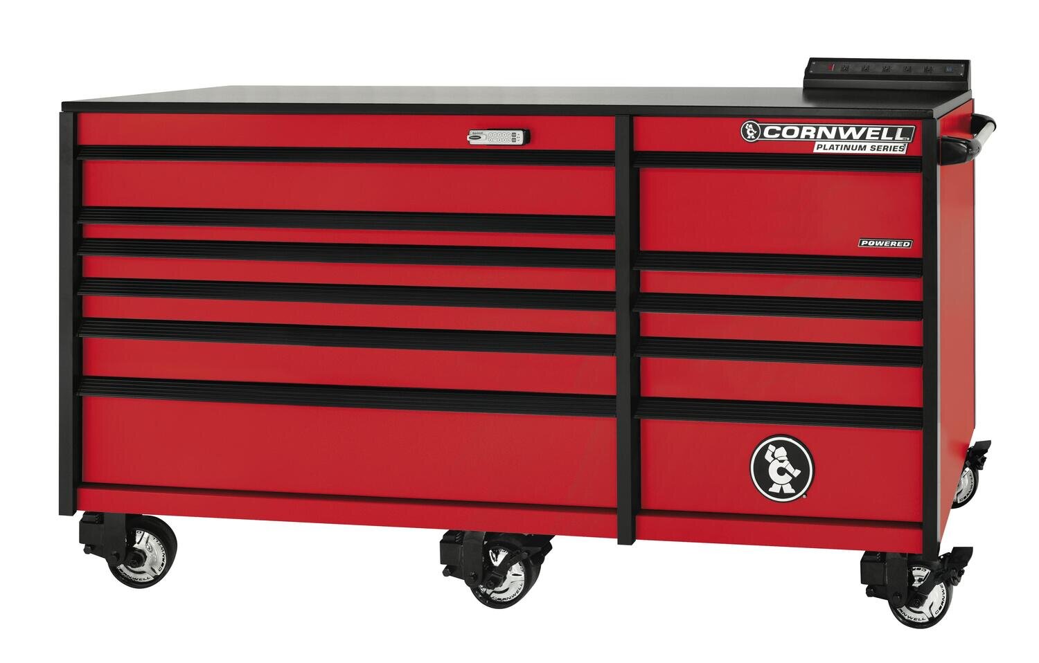 CTSPLR8411KMR - PLATINUM™ 84” 11 Drawer Double Bank Cabinet, Matte Red