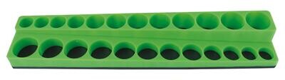 MSSD3815 - 3/8” Drive Magnetic Regular/Deep Socket Organizer, Neon Green