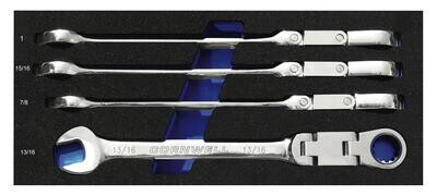 CRW4SDFB - 4 Piece 120-Tooth SAE Double Flex Ratcheting Combination Wrench Set