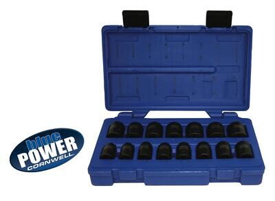 CBPI3M - 15 Piece 1/2" Drive bluePOWER® Metric Power Socket Set, 6 Point