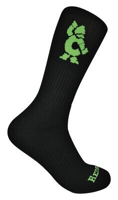 RBB02 - Cornwell® Crew Socks, Black/Lime Green (6-Pack)