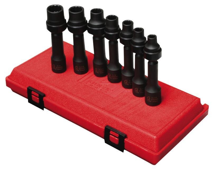 SUN2696 7 Piece 1/2" Drive SAE Driveline Impact Socket Set, 12 pt
