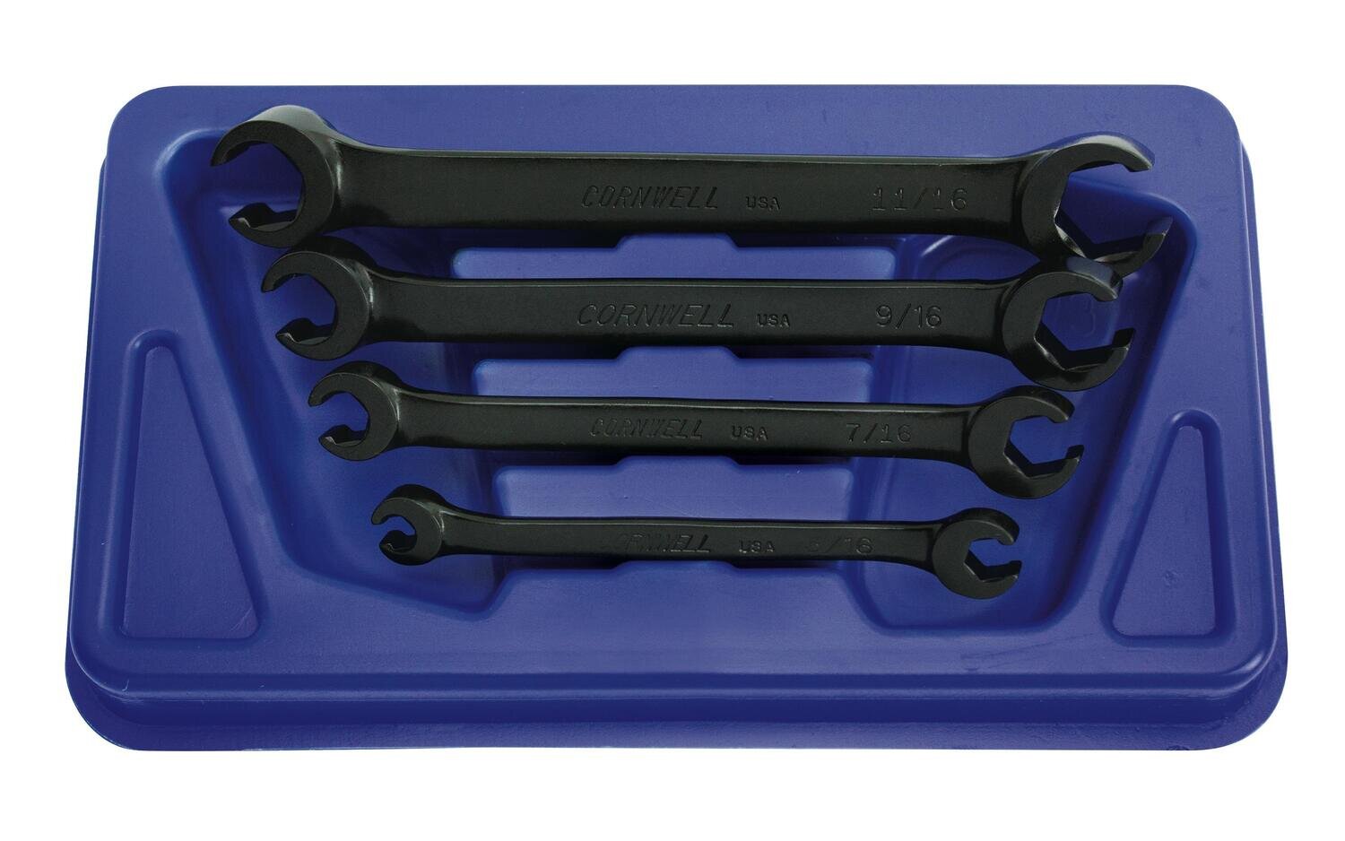 BWFB4ST - 4 Piece SAE Double End Flare Nut Wrench Set, Industrial Finish