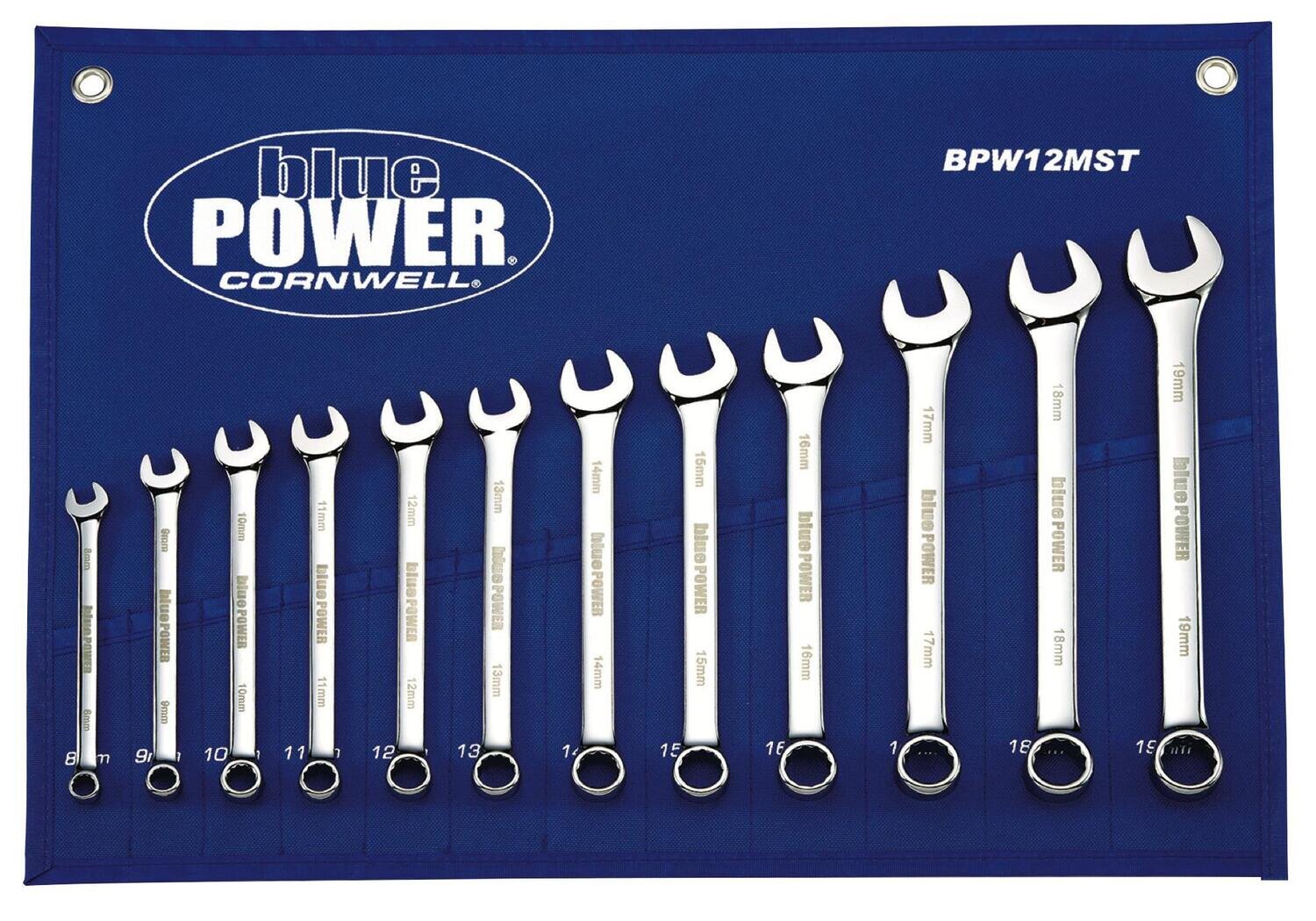 BPW12MST - 12 Piece bluePOWER® Metric Combination Wrench Set, 12 Point