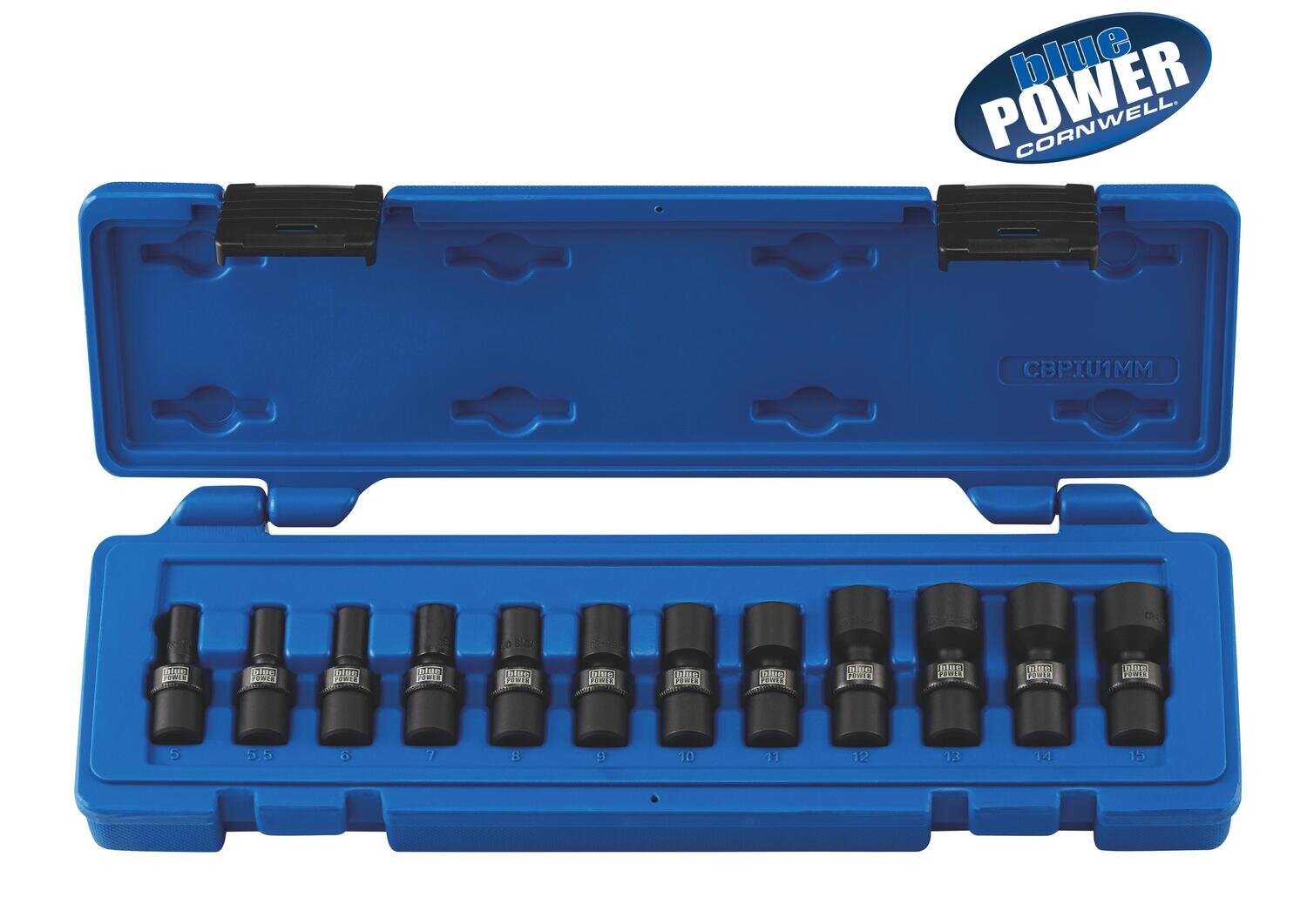 CBPIU1MM - 12 Piece 1/4" Drive bluePOWER® Metric Power Universal Magnetic Socket Set, 12 Point