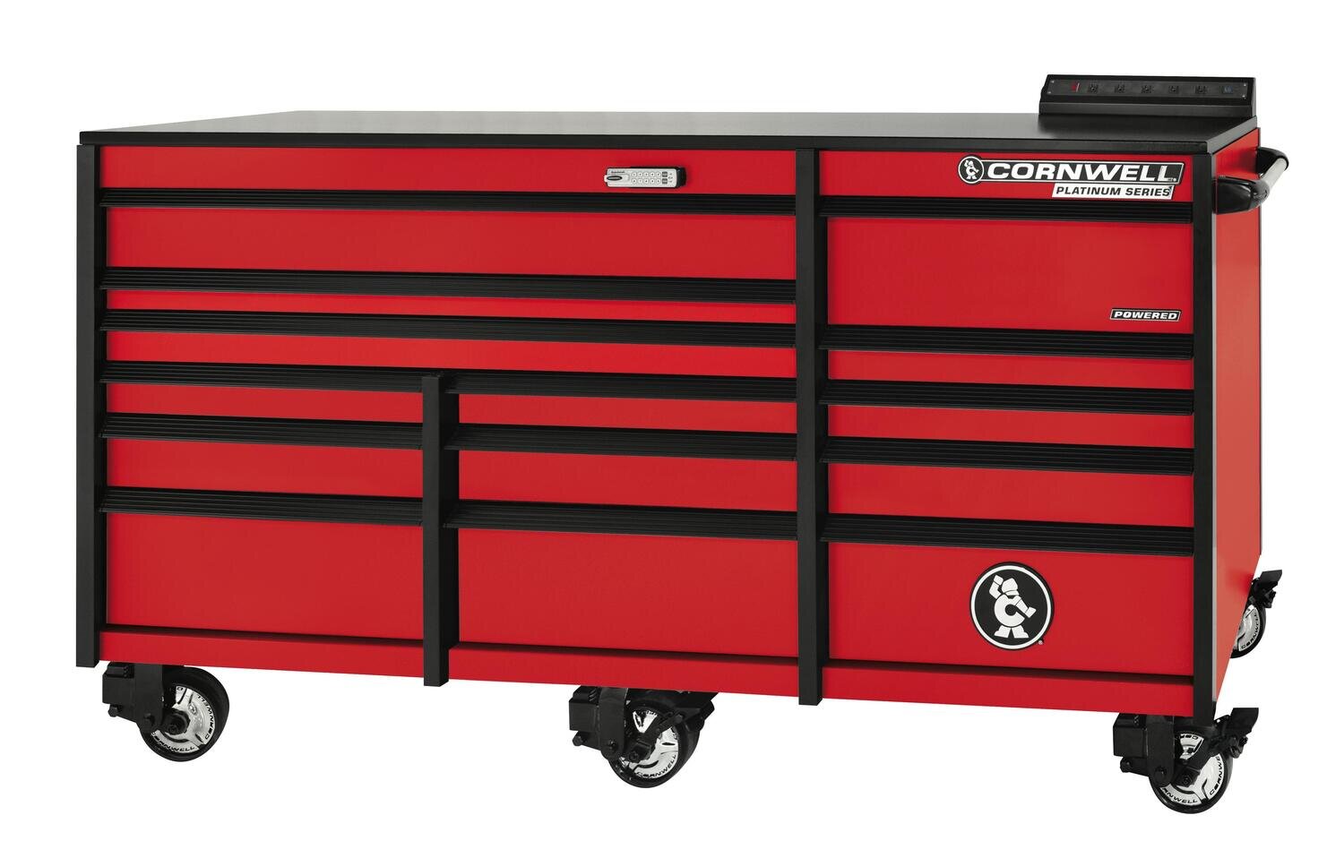 CTSPLR8414KMR - PLATINUM™ 84” 14-Drawer Triple Bank Cabinet, Matte Red