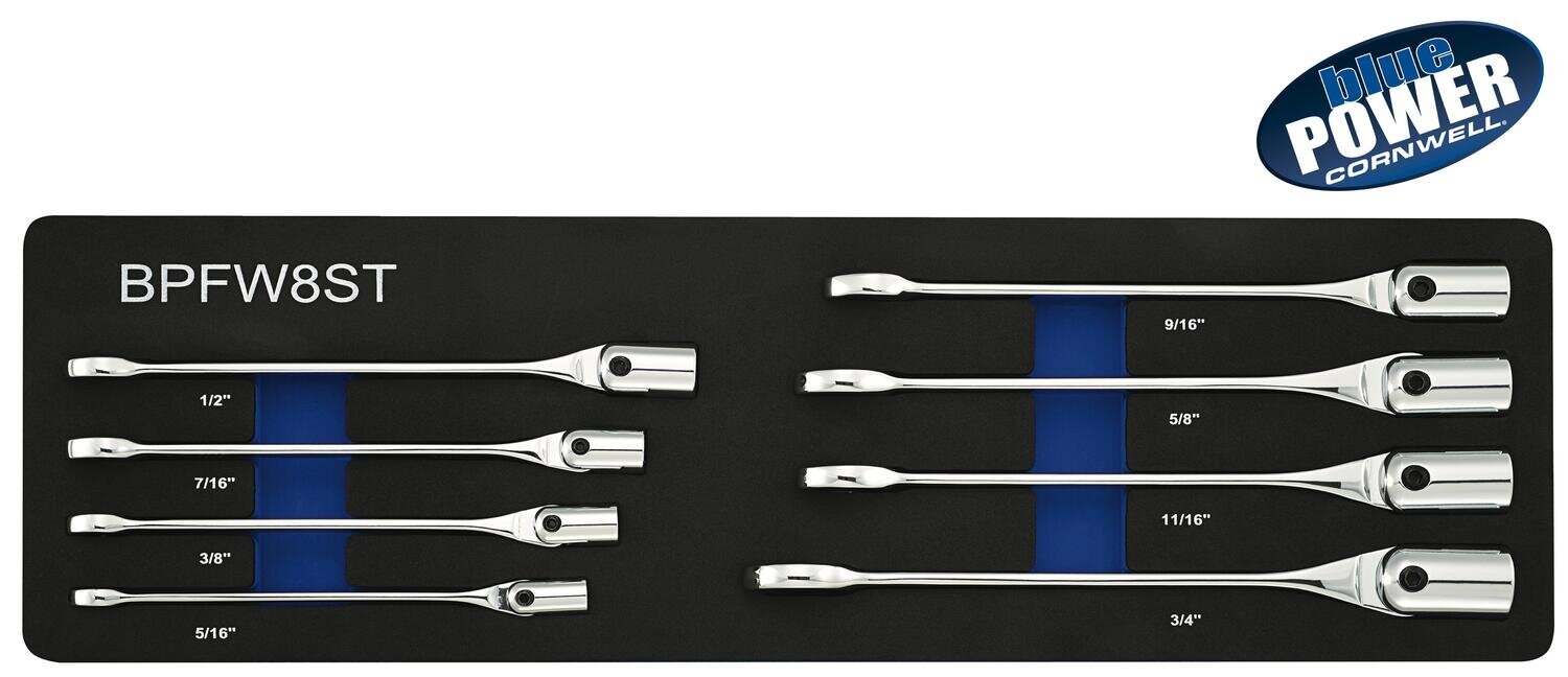 BPFW8ST - 8 Piece bluePOWER® SAE Combination Flex Socket Wrench Set