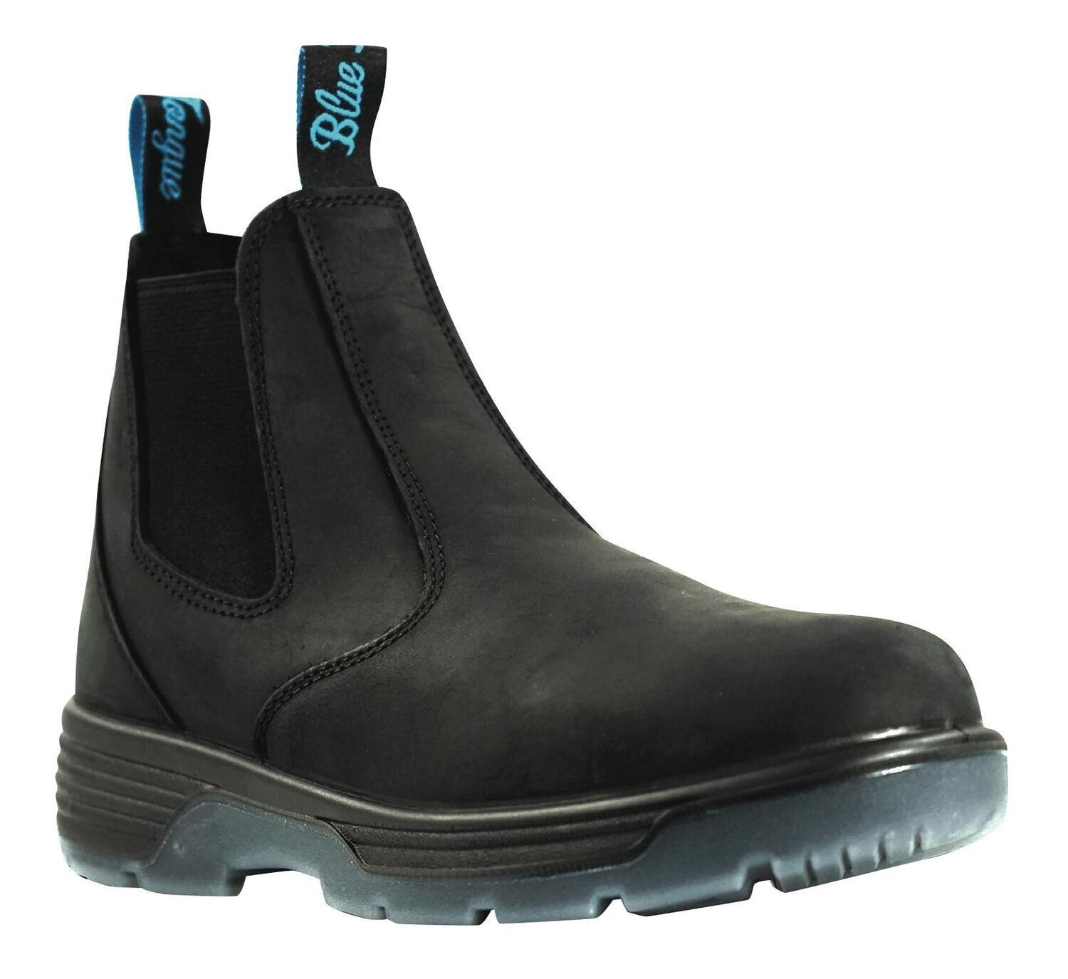 RBBBTST8.5 - Blue Tongue® Station Black Slip-On Soft Toe Boots