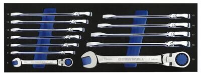 CRW12MSFB - 12 Piece 120-Tooth Metric Flex Ratcheting Combination Wrench Set