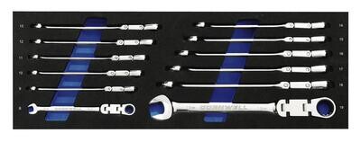 CRW12MSDFB - 12 Piece 120-Tooth Metric Double Flex Ratcheting Combination Wrench Set