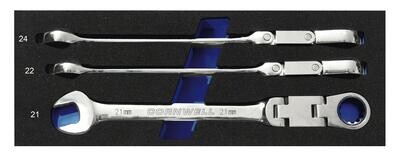 CRW3MSDFB - 3 Piece 120-Tooth Metric Double Flex Ratcheting Combination Wrench Set
