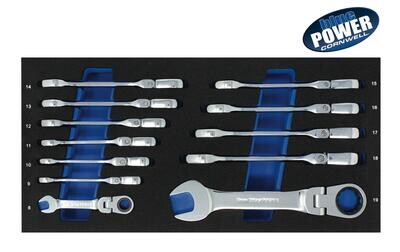 BPRW12MFSST - 12 Piece 72-Tooth bluePOWER® Metric Stubby Flex Ratcheting Combination Wrench Set